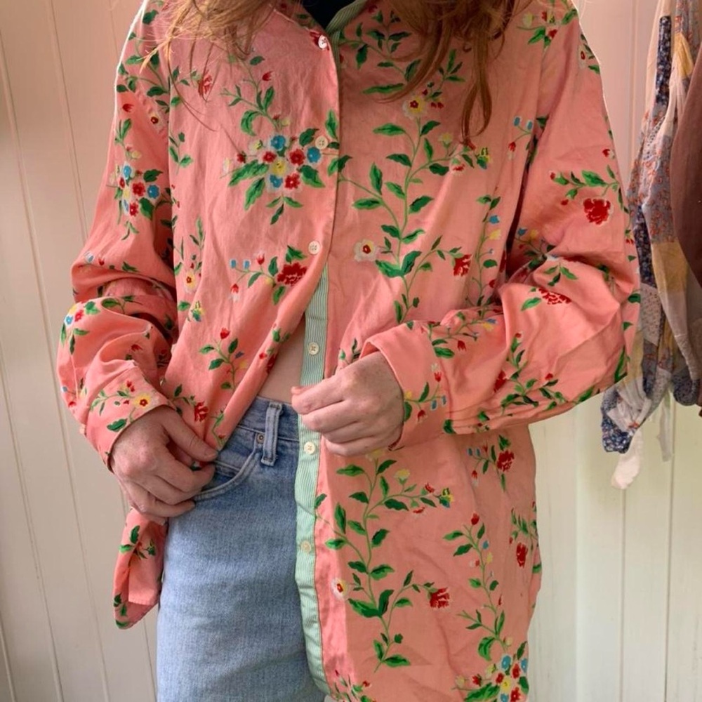 ANDREA FENZI Pink and Green Floral Jacket